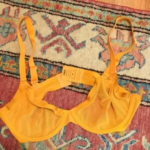 CUUP 36D Plunge Mesh Orange Bra